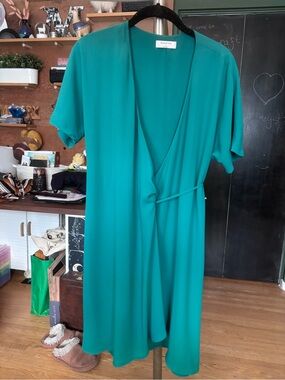 Babaton Wallace green mini wrap dress